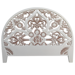 Cabecero de Cama King Size de Madera Tallada Smart Art, Decoración de Pared con Flores en Blanco Lavado, Juego de Muebles de Dormitorio de Madera Sintética - Product Image 1