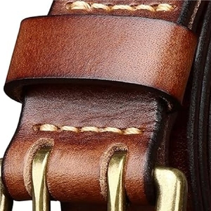 Ceinture en cuir véritable pour homme de qualité supérieure avec des designs personnalisés, style vintage et boucle en alliage pour le travail, les affaires et les occasions décontractées - Product Image 4