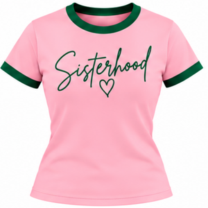   Camiseta de moda para mujer de Sisterhood Pink, diseño gráfico de Sisterhood, manga corta, cuello redondo, informal, estilo sorority - Product Image 1