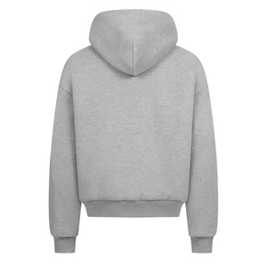 Sweat-shirt à capuche gris pour homme, coupe classique, décontracté, couleur unie, en coton French Terry - Product Image 2