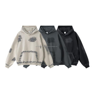 Sudaderas con capucha de gran tamaño para hombre de nuevo estilo, pintura desgastada 370GSM, lavado ácido de peso pesado, Sudadera con capucha Vintage para hombre - Product Image 1