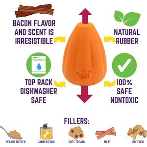 Juguete Masticable para Perros Chew King Mammoth Premium, Extremadamente Duradero, de Caucho Natural con Sabor a Tocino, Tamaño Mediano, Color Naranja - Product Image 1