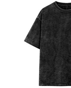 Camiseta Negra Lavada de Gran Tamaño para Hombre, Algodón, Estilo Vintage, Lavado Ácido, Ropa Urbana Informal de Verano, Logotipo Personalizado, Fabricante OEM, Proveedor - Product Image 3