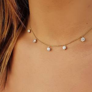 สร้อยคอเพชรเลี้ยงในห้องปฏิบัติการพร้อมส่ง ทองคำขาว 9K จี้ทรงกลม ดีไซน์หรูหราทันสมัย ของขวัญสำหรับเธอ - Product Image 3