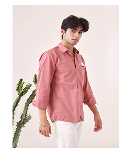 Camisa de manga larga para hombre con diseño de patas bordadas, moderna, ajustada, de sarga, informal, con botones, para verano, exterior y noche. - Product Image 1