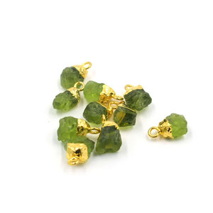Colgantes de Piedra Natural Chapados en Oro, Estilo Bohemio, Joyería Unisex, Engaste de Aleación, Corte Rústico Verde - Product Image 1