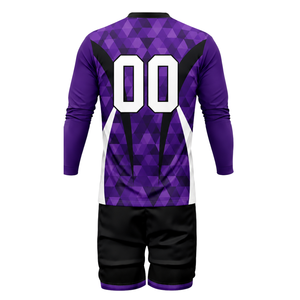 Uniforme de Voleibol Sublimado Morado y Negro para Hombre, Conjunto de Jersey de Manga Larga y Pantalones Cortos, Ropa Deportiva de Poliéster para Entrenamiento y Partido - Product Image 3