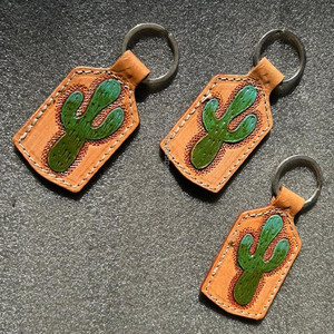 Hand Carved Tooled Leather Key Chains <b>Cute</b> Exotic Shape Leather Key Rings Tooled Leather <b>Accessories</b> <b>Cute</b> Key Chains for Unisex - Product Image 3