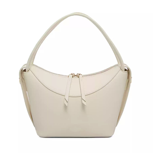 Sac à main minimaliste en microfibre crème avec poignée souple et fermeture éclair, style féminin - Product Image 1