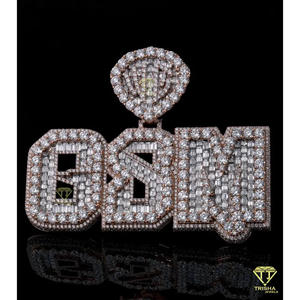 Luxury " OSM " <b>Letter</b> Necklace Moissanite Diamond Pendant Hip Hop Jewelry Custom Baguette Chain Gift - Product Image 5
