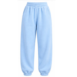 Pantalon de jogging en molleton bleu ciel personnalisé, coupe ample et décontractée, taille élastique, bas de pantalon froncé, pantalon de survêtement décontracté, vente en gros - Product Image 1