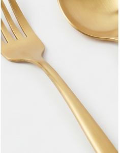 Ensemble de couverts en or mat, design minimaliste, passe au lave-vaisselle, couverts en métal, fourchette, couteau, cuillère, vaisselle de mariage - Product Image 3
