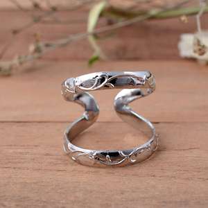 SHYAM JEWELRS Luxury Unisex 925 Sterling <b>Silver</b> Floral Vine Arthritis Splint <b>Ring</b>-<b>Adjustable</b> Double Band Joint Support - Product Image 1