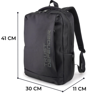 Minimalist Black Oxford Laptop <b>Backpack</b> Logo Print Water Resistant RFID USB Shoulder Straps Unisex 20-39L Capacity Zipper - Product Image 2