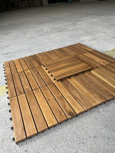 Dalles de terrasse en bois d'acacia antidérapantes, revêtement de sol en bois à emboîtement pour extérieur - Product Image 2