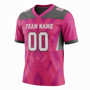 Camiseta de Fútbol Americano Personalizada para Hombre, Cuello en V, Manga Corta, Sublimada, Absorbente de Humedad, Poliéster, Nombre del Equipo, Número 00 Impreso - Product Image 6