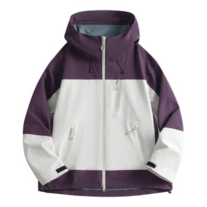 Veste coupe-vent décontractée pour homme, imperméable, à capuche, avec fermeture éclair, motif uni, logo sur le devant, coupe-vent pour la randonnée en plein air - Product Image 2