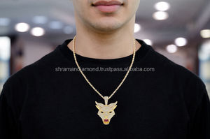 Collier Hip Hop en Argent 925 de Haute Qualité avec Pendentif Chat Personnalisé Plaqué Or Jaune et Diamants de Laboratoire, Breloques Glacées, Pièce Unisexe - Product Image 5