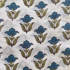 ผ้าฝ้ายพิมพ์ลายด้วยมือ สีเหลืองมัสตาร์ดพื้นขาวลายบูตะ ผ้าทอมือจากอินเดีย ลายดอกไม้แบบมินิมอล - Product Image 4