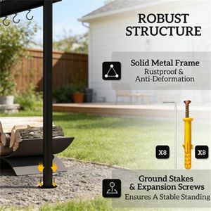 Pavillon de barbecue extérieur marron, auvent et pergola - Product Image 3