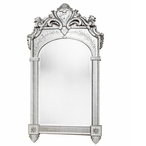 Miroir mural baroque vénitien orné |   Miroir décoratif à cadre sculpté de style vintage antique pour la décoration de salon - Product Image 1