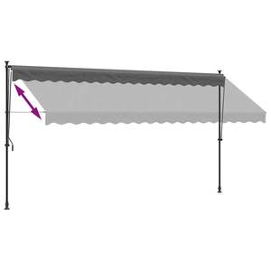 Toldo Retráctil de Tela y Acero Color Antracita de 157.5"x59.1" - Product Image 6
