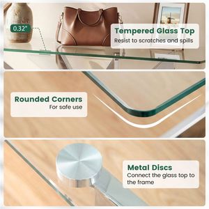 45-Inch Tempered <b>Glass</b> <b>Console</b> <b>Table</b> Silver Chrome Metal Entryway <b>Table</b> with Adjustable Feet - Product Image 2