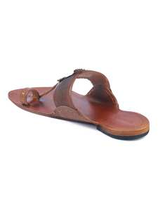 Women's Black Genuine <b>Leather</b> <b>Flip</b> <b>Flops</b> Slippers Handmade Brown Sandals Modern Flat Design Digital Printing MS Handicraft Model - Product Image 3