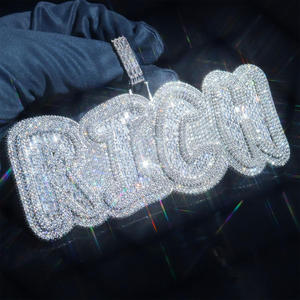 จี้ห้อยคอแบบฮิปฮอป CONCEPTION Iced Out ตัวอักษรแบบกำหนดเอง เงินแท้ 925 ชุบทอง 14k จี้ห้อยคอแบบกำหนดเองได้ ชื่อ/หมายเลข/โลโก้ จี้เพชรโมอิสซาไนต์ - Product Image 1