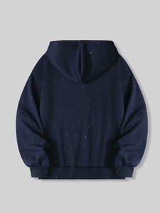 Sudadera con capucha extragrande con cremallera y gráfico de esqueleto con pedrería negra, personalizada OEM, de algodón premium de alto gramaje, estilo streetwear para hombre - Product Image 1