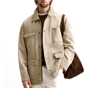 Veste en toile 100% coton pour homme, style streetwear, pour l'hiver et l'automne, veste d'extérieur à capuche, service OEM disponible - Product Image 1