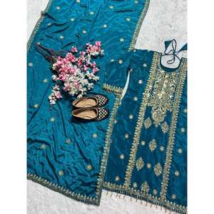 Conjunto de Traje de Fiesta para Mujer de Diseñador con Top-Pent y Dupatta con Bordado Intenso - Product Image 4