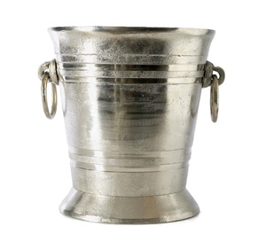 ถังน้ำแข็งทรงกลมทำมือจากอะลูมิเนียมหล่อสีเงิน สำหรับแช่ไวน์และเบียร์ พร้อมหูหิ้ว เหมาะสำหรับงานแต่งงาน งานเลี้ยง และงานเฉลิมฉลอง - Product Image 2