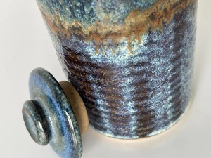 Tall Artisan Style <b>Storage</b> Canister Reactive Glaze Finish Secure Lid Moisture Protection <b>Kitchen</b> Counter Organizer - Product Image 6