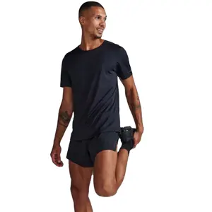 Highly Elastic Plain Cotton Short Sleeve Training Relaxed Fitted Workout Muscle Fitness Men's Slim Fit Sport T-shirt Gym T Shirt