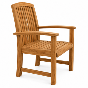 Chaise de jardin extérieure en teck massif, design contemporain, écologique, imperméable, durable, avec dossier à lattes verticales et larges accoudoirs - Product Image 4
