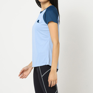 Camiseta Casual de Manga Corta para Mujer, Cuello Redondo, Color Azul Claro, con Logotipo, Secado Rápido, Algodón Orgánico, Corte Regular, Ecológica - Product Image 5