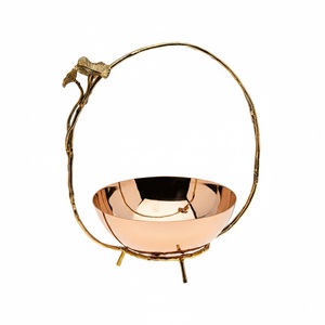 <b>Prime</b> Quality Silver Finish Modern Luxury Eco-Friendly Metal Handled Serving Bowl Unique Tabletop Centerpiece Wedding Serveware - Product Image 1