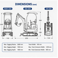 Mini-excavatrice diesel sur chenilles ME17 de 1,7 tonne pour usage agricole, jardinage, verger et construction – Approvisionnement direct usine