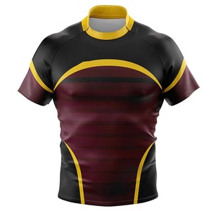 Maillot de rugby ajusté pour homme, manches courtes, imprimé sublimé à blocs de couleur, évacuation de l'humidité, 100 % polyester, col rond, toutes saisons - Product Image 5