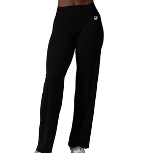 Pantalon de fitness noir pour femme, coupe large, taille haute, extensible, pour le yoga, la course, la gym, et les tenues décontractées ou sportives - Product Image 3