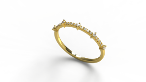 18K Gold Segmented Multi Station Diamond Ring Pave Round <b>Cluster</b> Half Eternity Band Dainty Stackable Ring Fine Jewelry for Women - Product Image 2