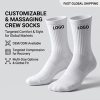 Chaussettes de sport pour hommes avec logo personnalisé, coussin de massage 3D, respirantes, en maille éponge, chaussettes de compression pour la course à pied, le fitness et le sport