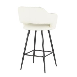 Margarite Contemporary Counter <b>Stool</b> Set of 2 Black Metal and Cream Faux <b>Leather</b> Modern Bar <b>Stools</b> - Product Image 4