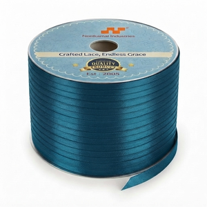 6mm Teal Single Face Satin Ribbon Customizable Factory Direct 350 Meter Roll for Spa Packaging Boutique Gift <b>Boxes</b> Retail Bulk - Product Image 1