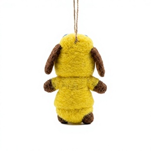 Meilleure poupée en feutre aiguilleté Himalaya, chiot jaune, tenue faite main, 100% laine certifiée, écologique, décoration murale de Noël - Product Image 4