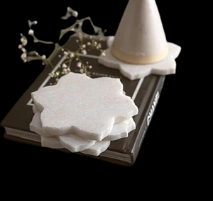 Handmade White Marble Flower Design <b>Coaster</b> Plate Luxury Natural Stone <b>Drink</b> Tray Decorative Home Table Decor 10mm Thick Agra - Product Image 3