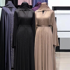 Vestido de Noche Estilo Árabe Dubái con Pedrería y Lentejuelas Hechas a Mano, de Tela Nida, con Falda Amplia, Tipo Abaya, Venta al por Mayor - Product Image 4