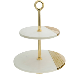 Marble And Brass <b>Cake</b> Stand Cookies and Snacks Wedding Parties Server <b>Cake</b> Stand 2 <b>Tier</b> Royal Design - Product Image 4