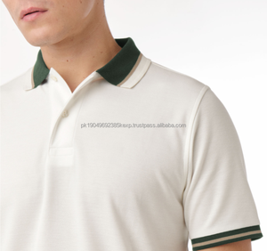 Camiseta Polo para Hombre 100% Algodón con Cuello de Botones, Colores en Contraste y Rayas, Tejido de Punto Transpirable, Suministro ODM, Envío DDP - Product Image 3